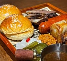 American BBQ Sausage and Pork Ribs Platter