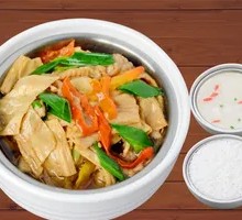 Fried Tofu Skin and Pork Rice