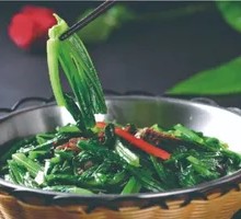 Braised Tuna with Fermented Black Beans and Chinese Spinach