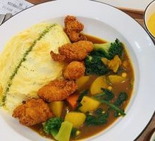 Fried Shrimp Cutlet Curry Omelette Rice