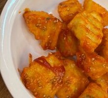 Fried Potato with Crispy Rice Cake