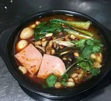Sautéed Sausage and Potato Noodles in Clay Pot