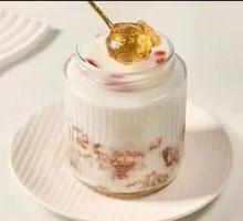 Red Bean and Peach Jelly Coconut Milk Dessert