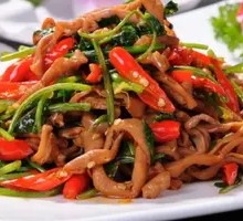 Braised Eggplant with Spicy Duck Intestines