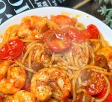 Tomato Shrimp Meat Sauce Pasta