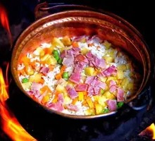 Potato Rice Stew in Copper Pot