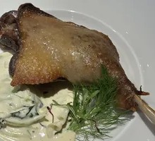 Confit Duck Leg with Cream Sauce Baby Potatoes