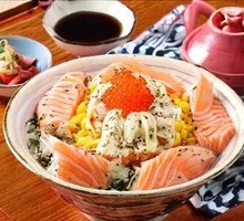 Grilled Salmon and Crab Rice Bowl
