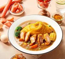 Crispy Fried Chicken Curry Omelette Rice