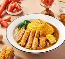 Thick Pork Cutlet Curry Omelette Rice