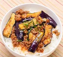 Minced Pork and Eggplant Rice Bowl