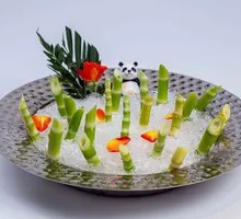 Panda Climbing Bamboo Shoots