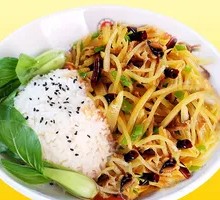 Potato and Pork Noodle Bowl