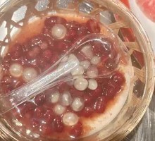 Red Bean Ice Shaved Tofu Pudding in Bamboo Basket