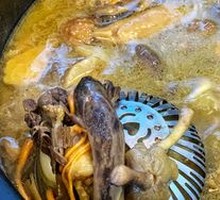 Boiling Chicken Soup with Wild Mushrooms
