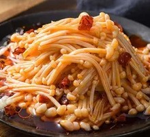 Freshly Cooked Enoki Mushrooms