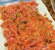Sliced Beef with Green and Red Peppers