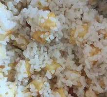 Potato and Ham Rice in Copper Pot