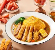 Thick Pork Cutlet Curry Omelette Rice