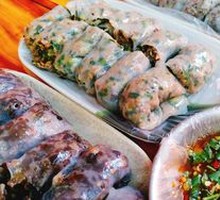 Scallion Pork Rolls with Rice Noodles