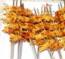 Pork Belly Wrapped with Enoki Mushrooms