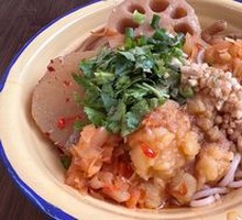Spicy Chicken with Glutinous Rice Balls and Potato Noodles