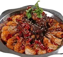 Spicy Dry Pot Pork Ribs and Shrimp