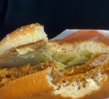 Fruitwood-Smoked Chicken Leg Burger