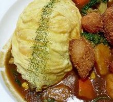 Fried Chicken Curry Omelette Rice
