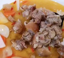 Old Duck Soup with Acidic Radish and Pig Trotter Stew