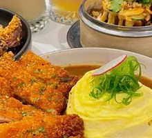 Crispy Chicken Cutlet Curry Omelette Rice