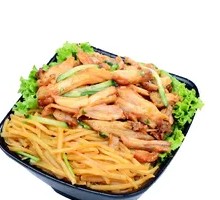 Shredded Potato and Grilled Meat Rice Bowl