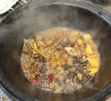 Chicken Stewed with Mushrooms and Cornbread
