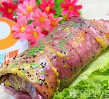 Purple Rice Crepe with Egg and Fried Dough