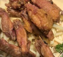 Fried Chicken Wings with French Fries