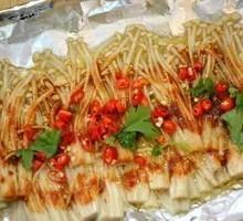 Aluminum-Wrapped Enoki Mushrooms