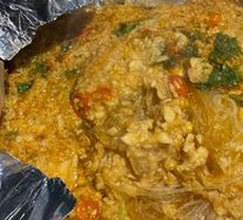 Aluminum-wrapped Enoki Mushrooms with Rice Noodles