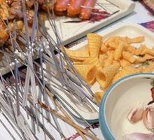 Garlic Shoot and Lamb Skewers