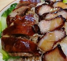 Crispy Roast Duck and Barbecue Pork Rice