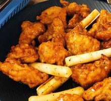 Crispy Chicken with Scallion Strips