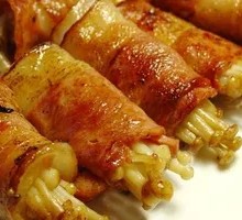 Grilled Bacon and Enoki Mushrooms