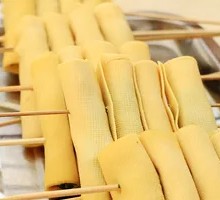 Fried Vegetable Rolls on Skewers
