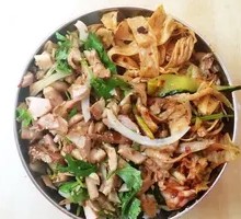 Shredded Potato, Mushrooms, and Spicy Kimchi