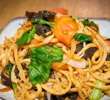Ham and Greens Stir-Fried Noodles