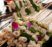 Green Pepper and Intestine Skewers