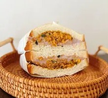 Taro Paste, Pork Floss, and Salted Egg Yolk Sandwich