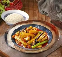 Braised Eggplant with Fish-Flavored Sauce over Rice