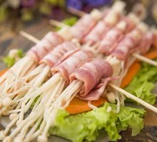 Bacon and Enoki Mushrooms