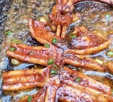 Grilled Whole Squid on Iron Plate