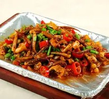 Grilled Squid on Iron Plate